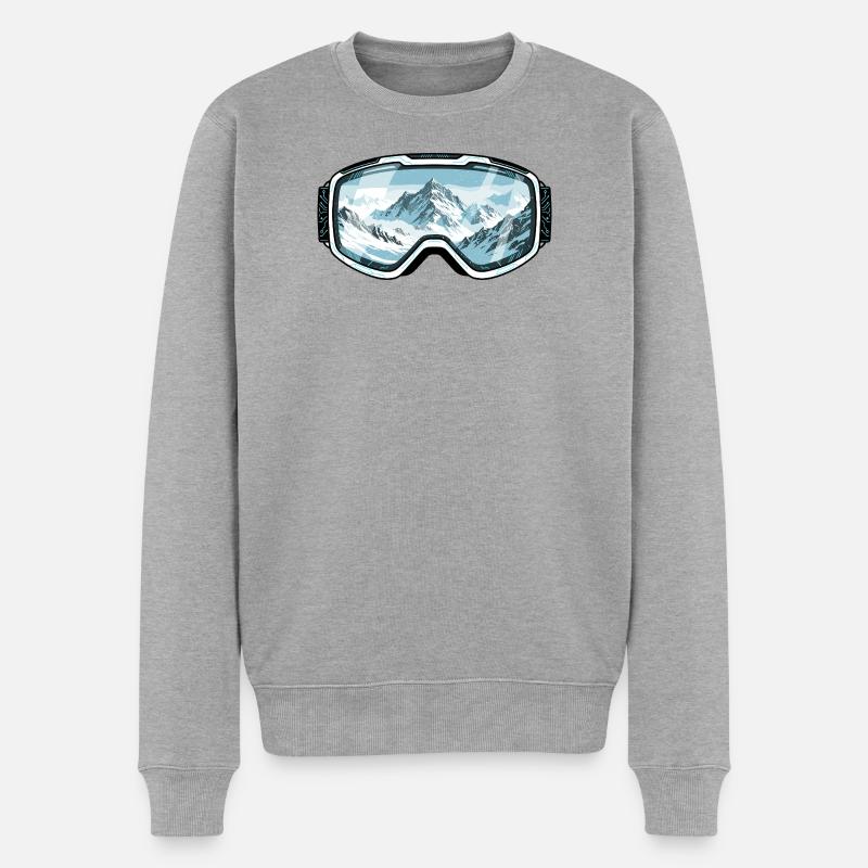 Skibrille Berge - Ski & Snowboard - Männer Premium Bio Pullover - Grau meliert