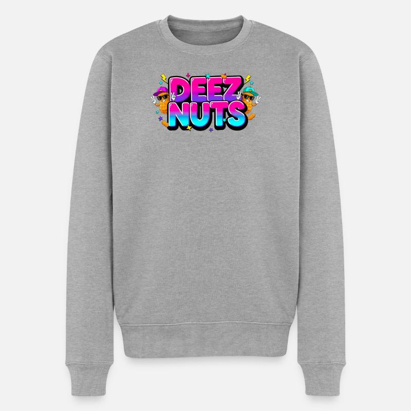 Deez Nuts – lustiges Graffiti Bunt - Männer Premium Bio Pullover - Grau meliert