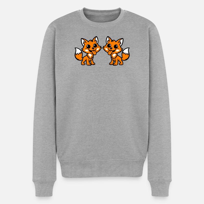 Fuchs Paar - Männer Premium Bio Pullover - Grau meliert