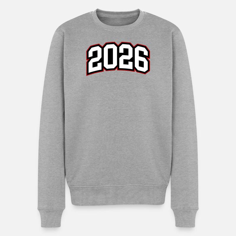 2026 år - Økologisk premium-sweatshirt til mænd - grå meleret