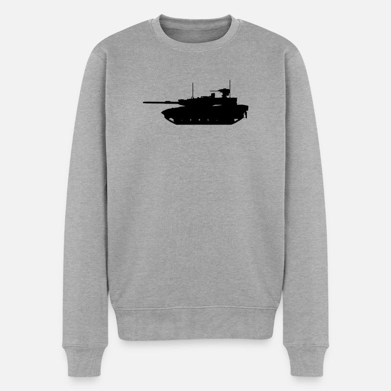 Militärpanzer - Männer Premium Bio Pullover - Grau meliert