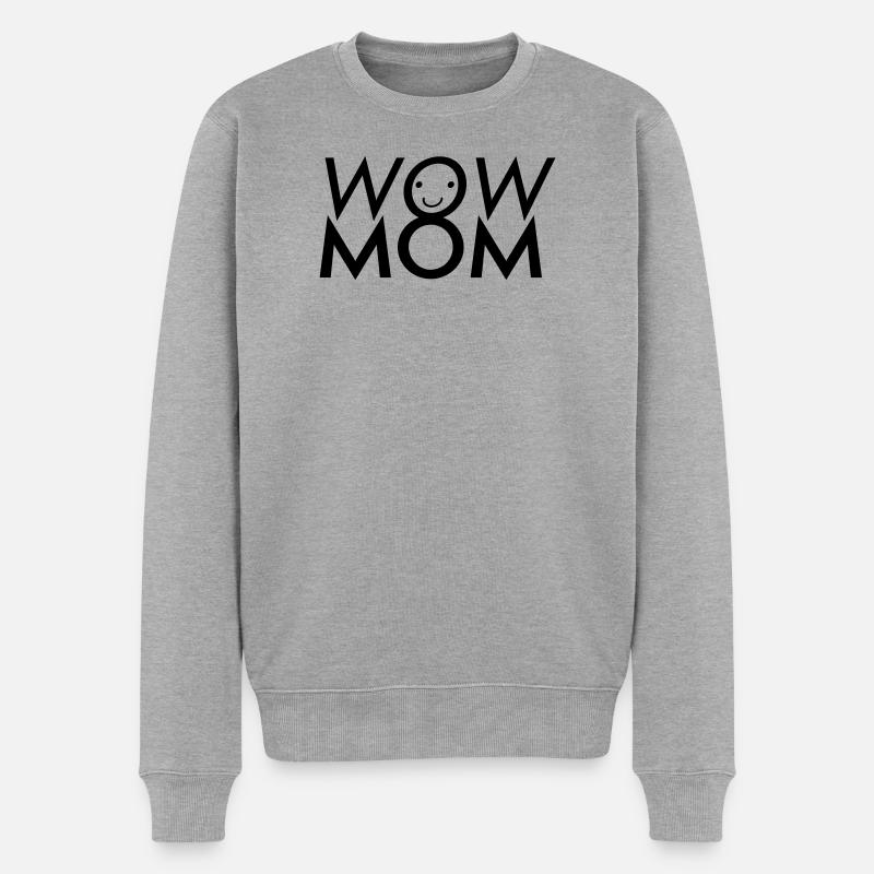 Wow Mom - Männer Premium Bio Pullover - Grau meliert