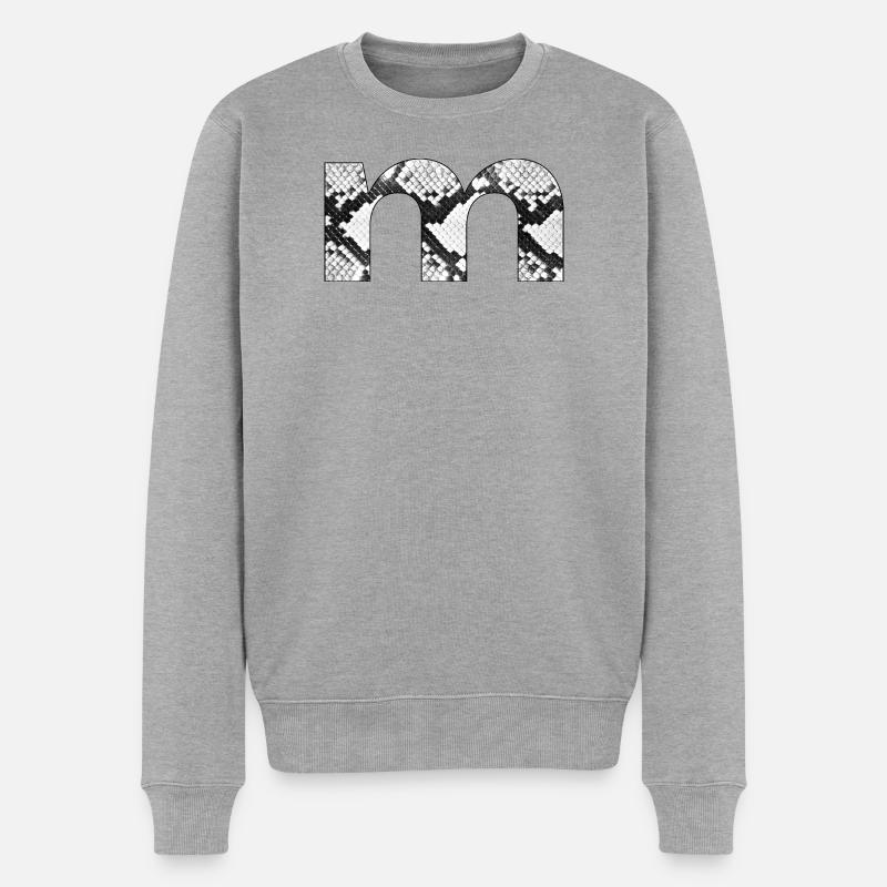 Schlangenmuster Print Buchstabe m - Männer Premium Bio Pullover - Grau meliert