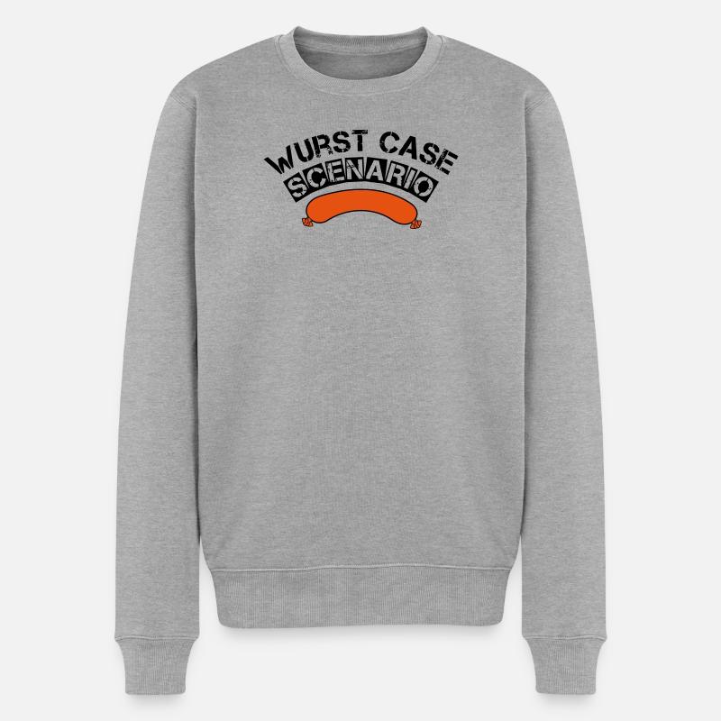 Wurst case scenario grillen BBQ Griller Geschenk - Männer Premium Bio Pullover - Grau meliert