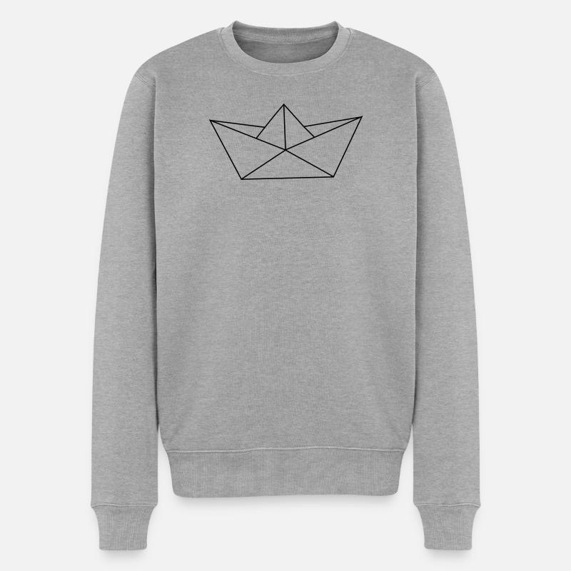 Papierschiff - Männer Premium Bio Pullover - Grau meliert