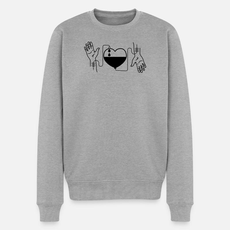 Blutspendende Herzhände - Männer Premium Bio Pullover - Grau meliert