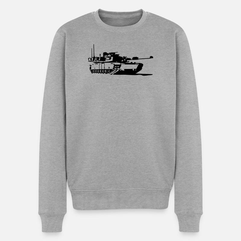 Panzer M1 Abrams - Männer Premium Bio Pullover - Grau meliert