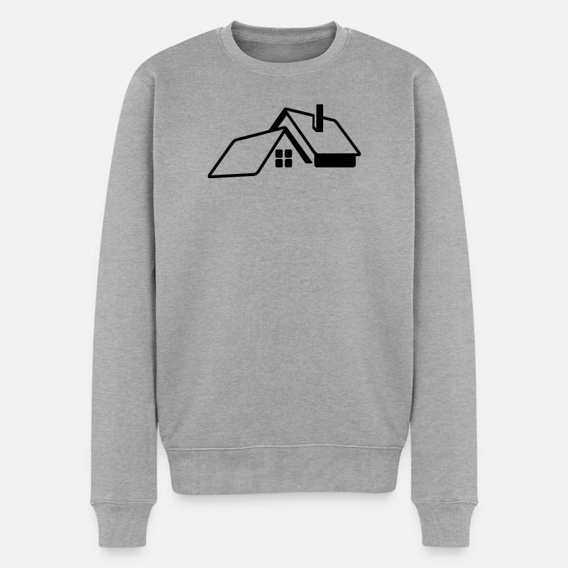 Logo transparent de la maison - Pull Premium bio Homme - gris chiné