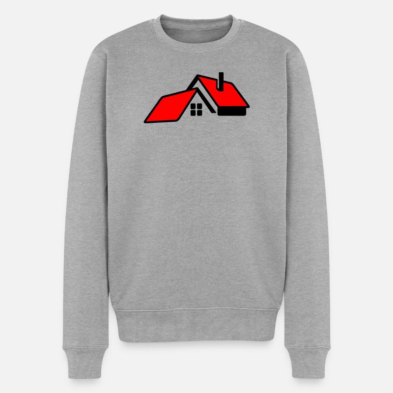 Haus mit rotem Dachlogo - Männer Premium Bio Pullover - Grau meliert