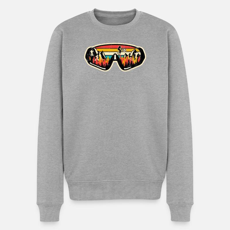 Retro MTB Sunset Schwimmbrille - Männer Premium Bio Pullover - Grau meliert