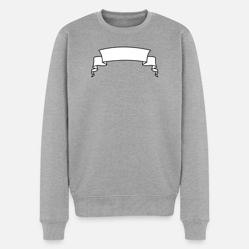 Text Banner weiß - Männer Premium Bio Pullover - Grau meliert