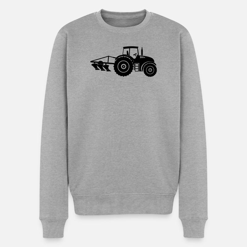 Ferme de tracteur avec logo de charrue - Pull Premium bio Homme - gris chiné