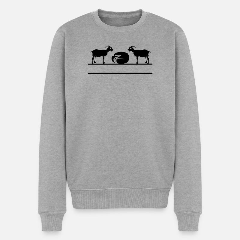 Ziegenkäse-Monogramm. - Männer Premium Bio Pullover - Grau meliert