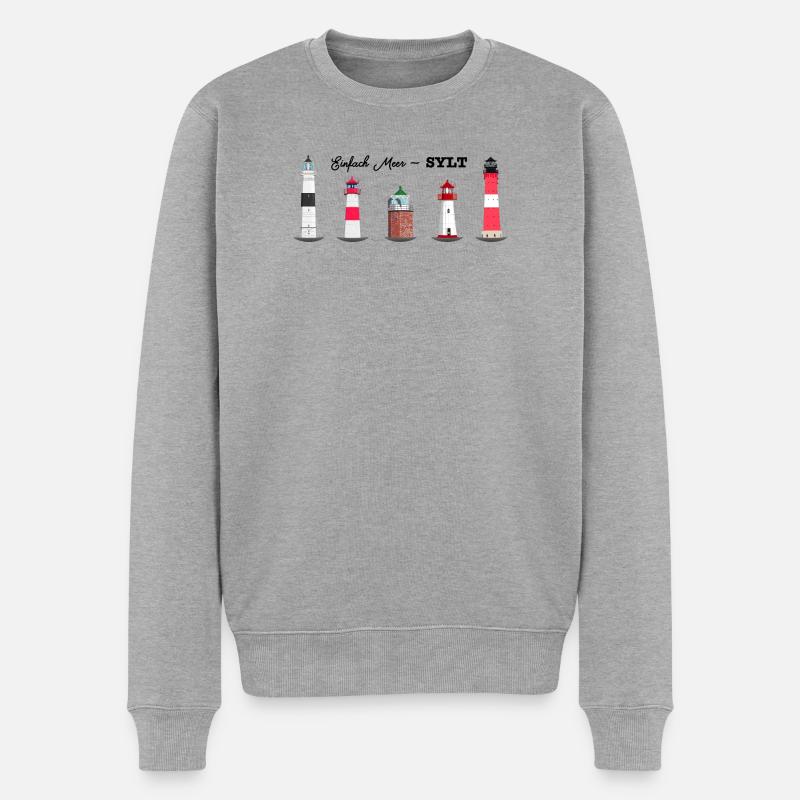 Sylt , List Ost +West, Hörnum, Kampen und Kampen - Männer Premium Bio Pullover - Grau meliert