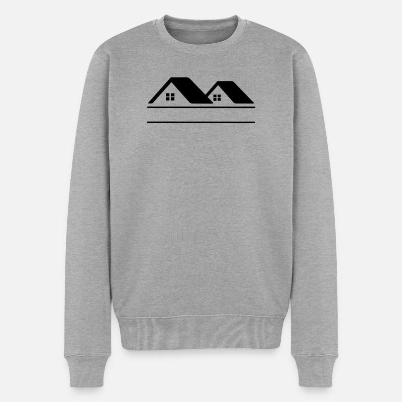 Häuser-Textbanner - Männer Premium Bio Pullover - Grau meliert