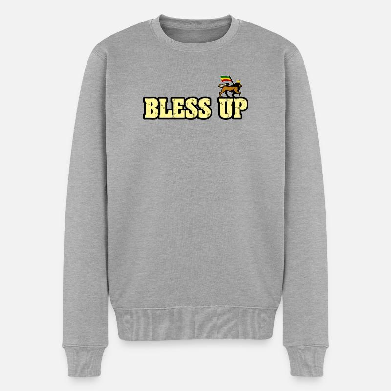Dub Reggae Bless Up - Männer Premium Bio Pullover - Grau meliert