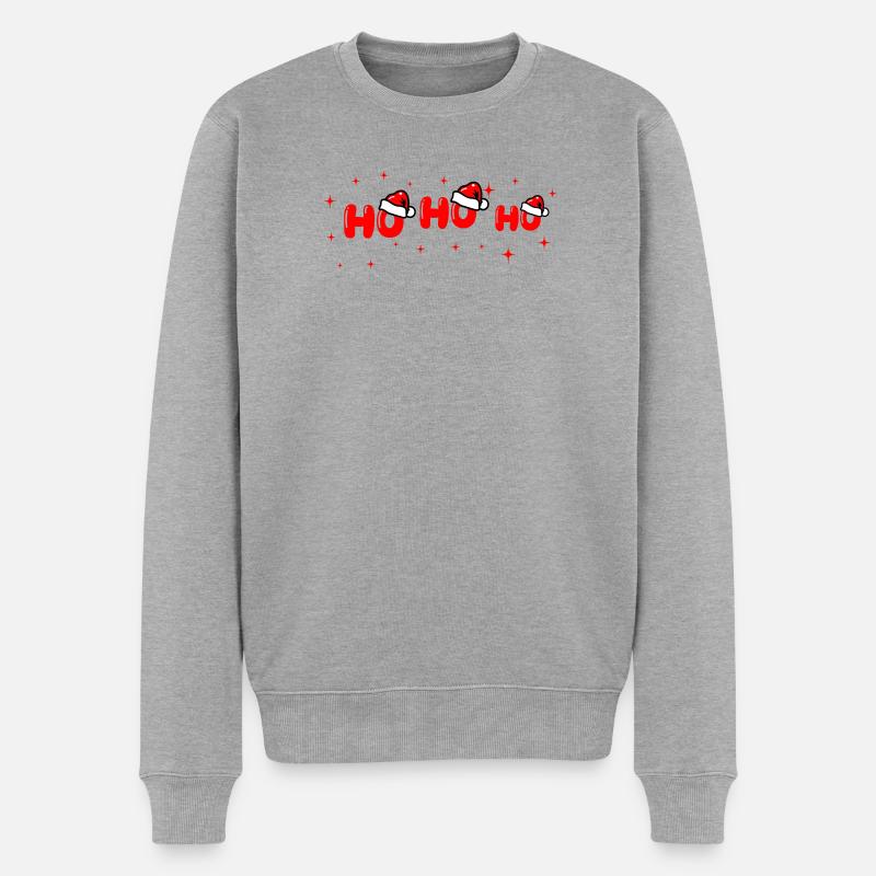 Ho Ho Ho Santa Schriftzug - Männer Premium Bio Pullover - Grau meliert