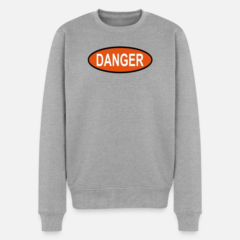 Danger - Männer Premium Bio Pullover - Grau meliert