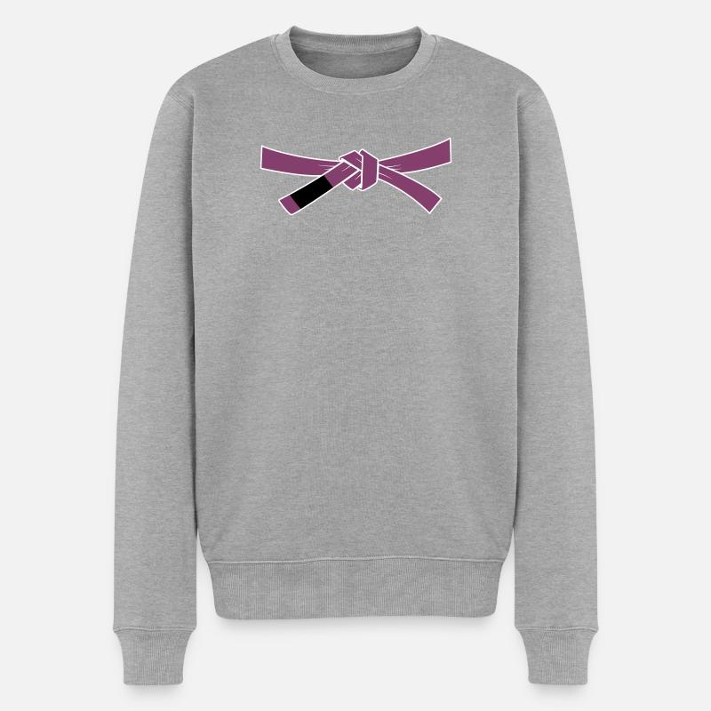 Purplebelt - Lilagurt - Männer Premium Bio Pullover - Grau meliert