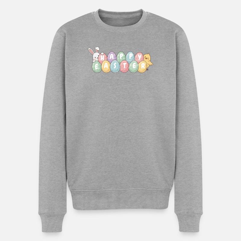 Süßes Osterhasen-Küken und Eier - Männer Premium Bio Pullover - Grau meliert