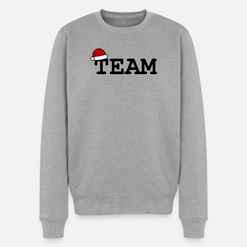 Team Weihnachten Weihnachtsmütze - Männer Premium Bio Pullover - Grau meliert