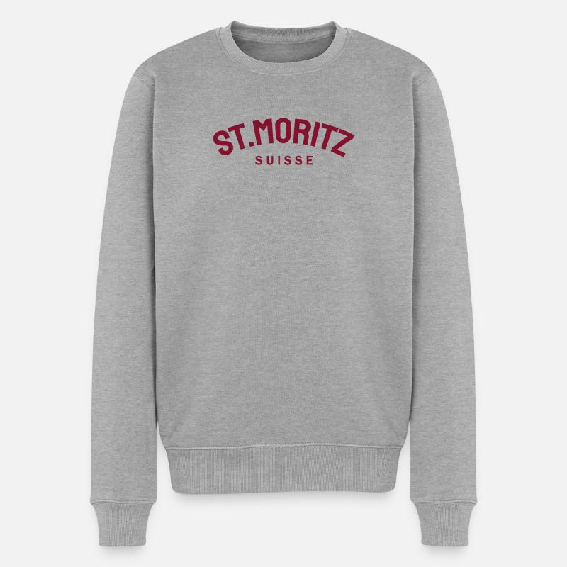 St. Moritz - Suisse - Schweiz - Swiss - Männer Premium Bio Pullover - Grau meliert