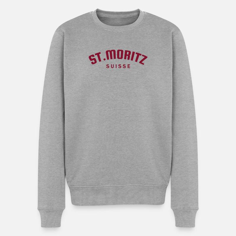 St. Moritz - Suisse - Schweiz - Swiss - Männer Premium Bio Pullover - Grau meliert