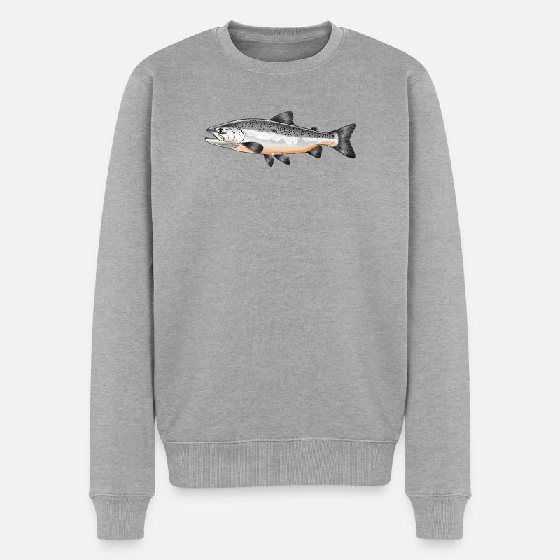 Lachse Lachs - Männer Premium Bio Pullover - Grau meliert