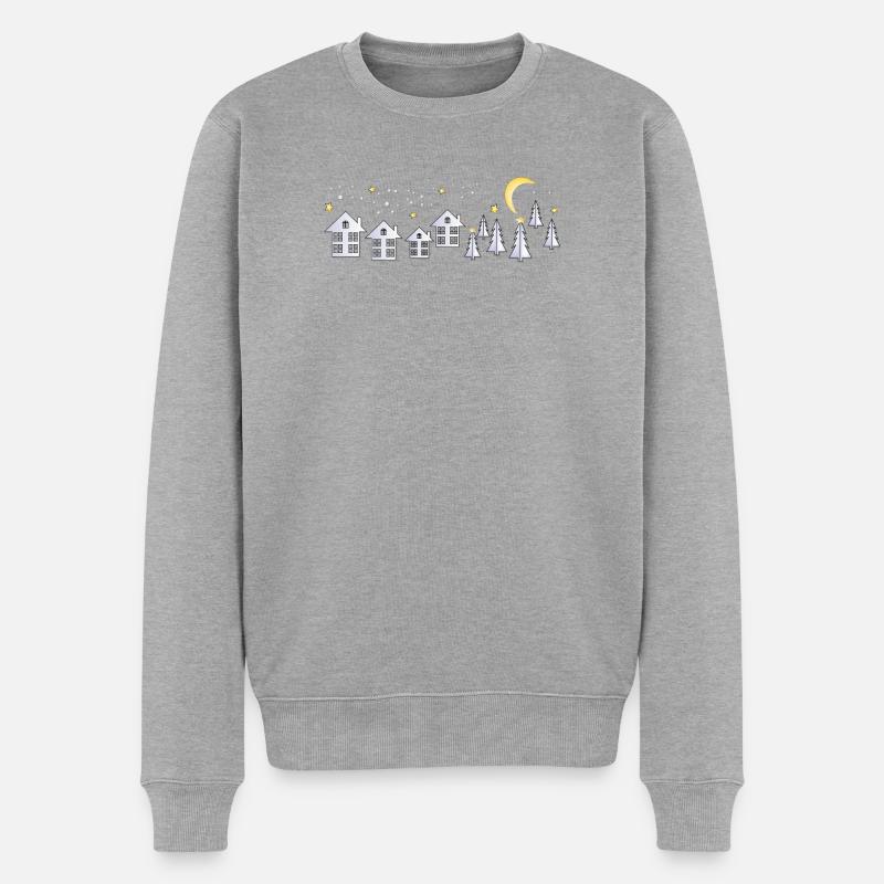 Dorf im Lichterglanz zum Advent - Männer Premium Bio Pullover - Grau meliert