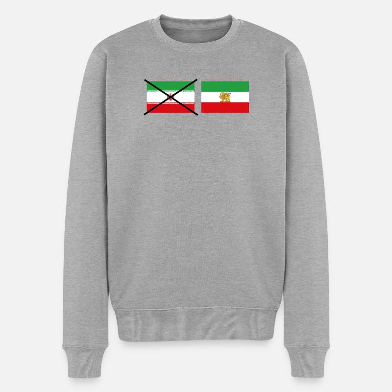 Crossed Iran Flag Grafikdesign - Männer Premium Bio Pullover - Grau meliert