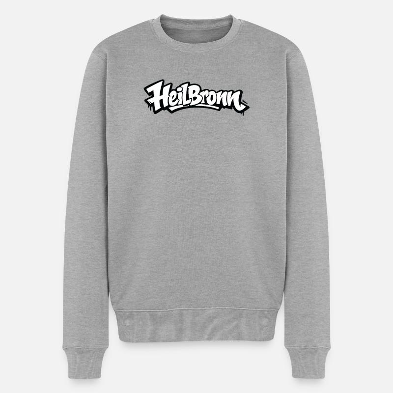 Heilbronn Graffiti Logo Tee - Männer Premium Bio Pullover - Grau meliert