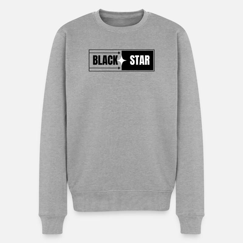 Schwarzer Stern Kontrast-Design - Männer Premium Bio Pullover - Grau meliert