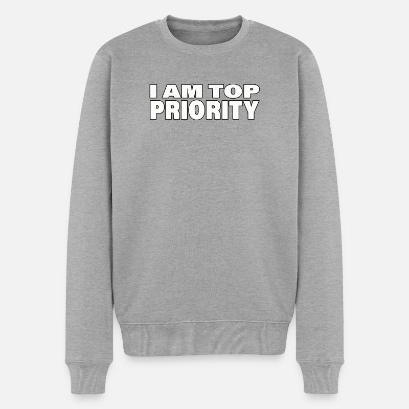 TOP PRIORITY - Männer Premium Bio Pullover - Grau meliert
