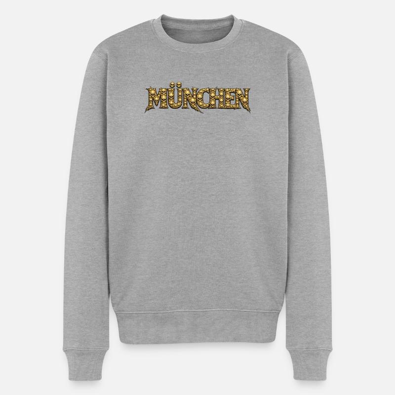 München Gothic Schädel-Logo - Männer Premium Bio Pullover - Grau meliert