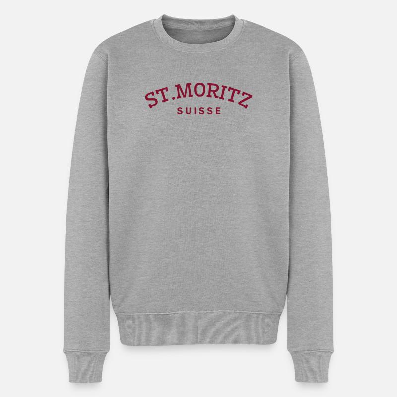 St. Moritz - Suisse - Schweiz - Swiss - Männer Premium Bio Pullover - Grau meliert