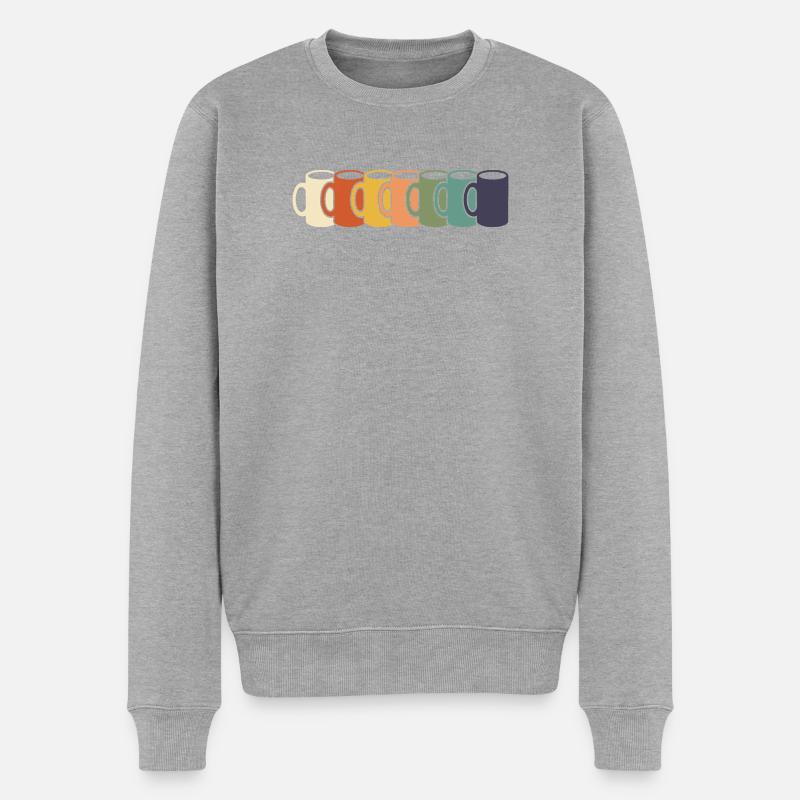 Rangée des tasses arc-en-ciel - Pull Premium bio Homme - gris chiné