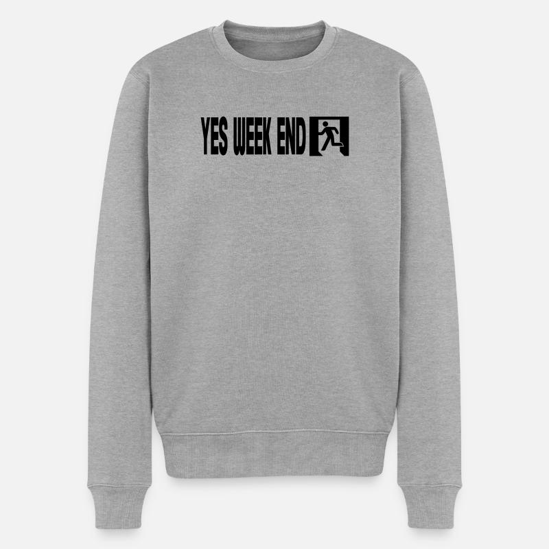 Yes Wochenende – Notfall - Männer Premium Bio Pullover - Grau meliert