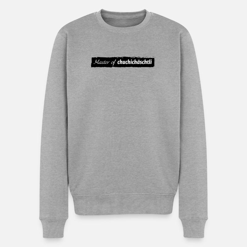 Master of Chuchichäschtli - Männer Premium Bio Pullover - Grau meliert