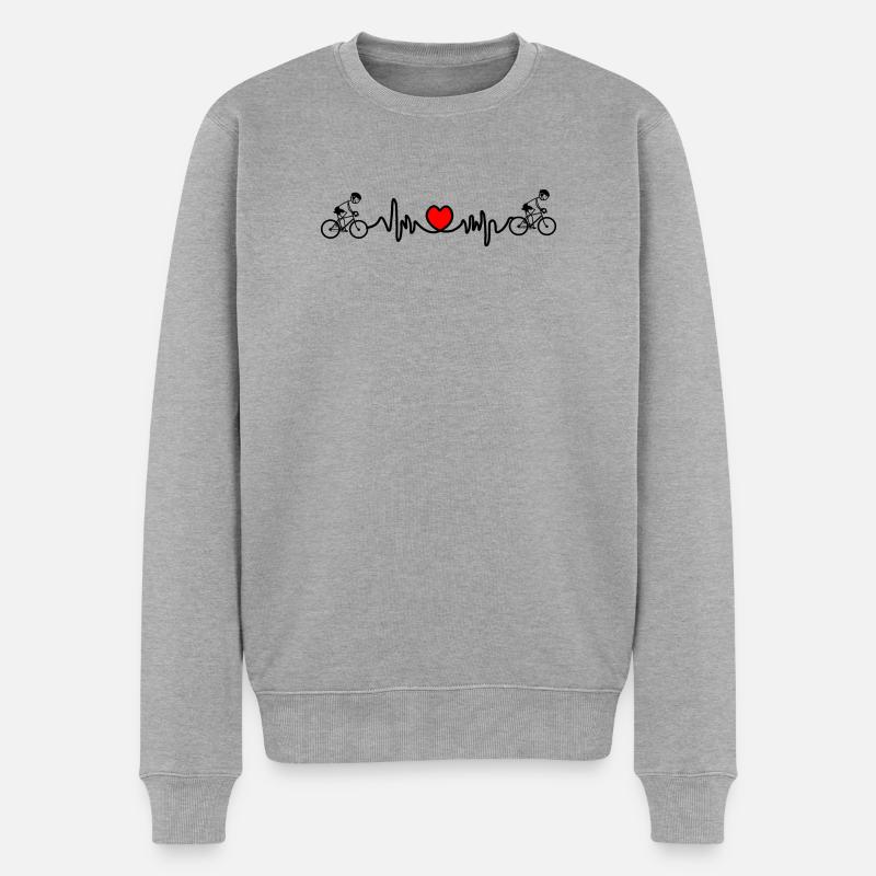 Radfahrer mit Herzkardiogramm - Männer Premium Bio Pullover - Grau meliert