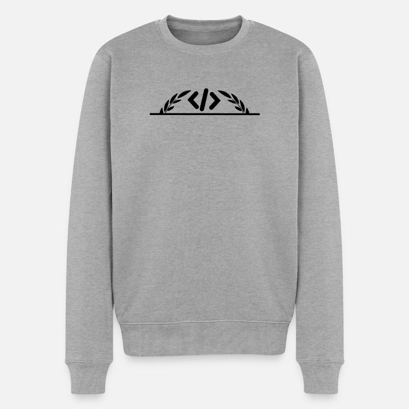 Code-Logo im halben Lorbeerkranz - Männer Premium Bio Pullover - Grau meliert