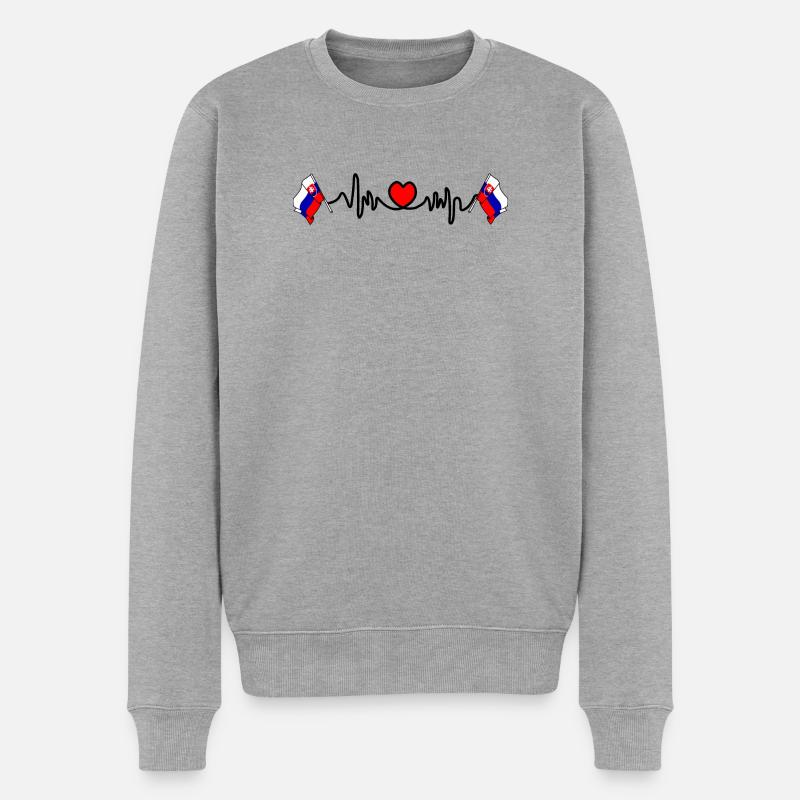 Herzfrequenz-Cardio für die Slowakei - Männer Premium Bio Pullover - Grau meliert