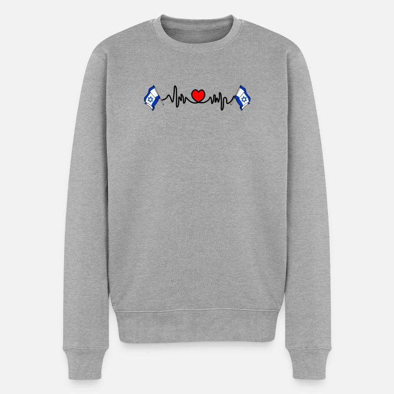 Herzfrequenz-Cardio für Israel - Männer Premium Bio Pullover - Grau meliert