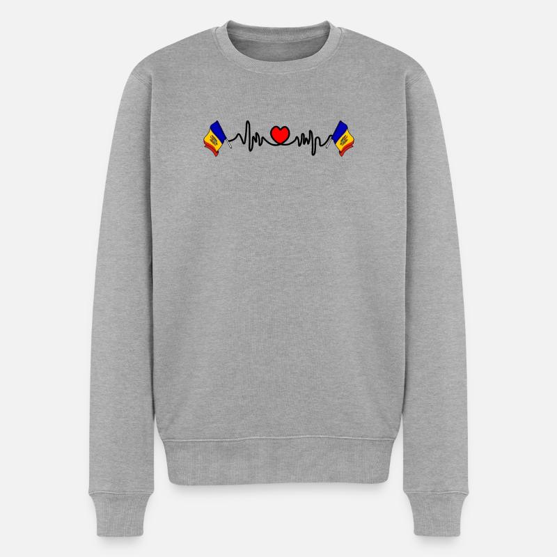Herzfrequenz-Cardio für Moldawien - Männer Premium Bio Pullover - Grau meliert