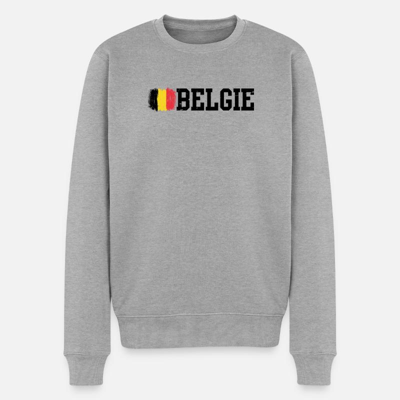 Coup de pinceau Drapeau belge - Pull Premium bio Homme - gris chiné