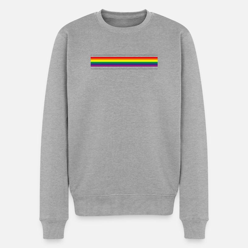 LGBT-T-Shirt-Farben mit Regenbogenflagge - Männer Premium Bio Pullover - Grau meliert