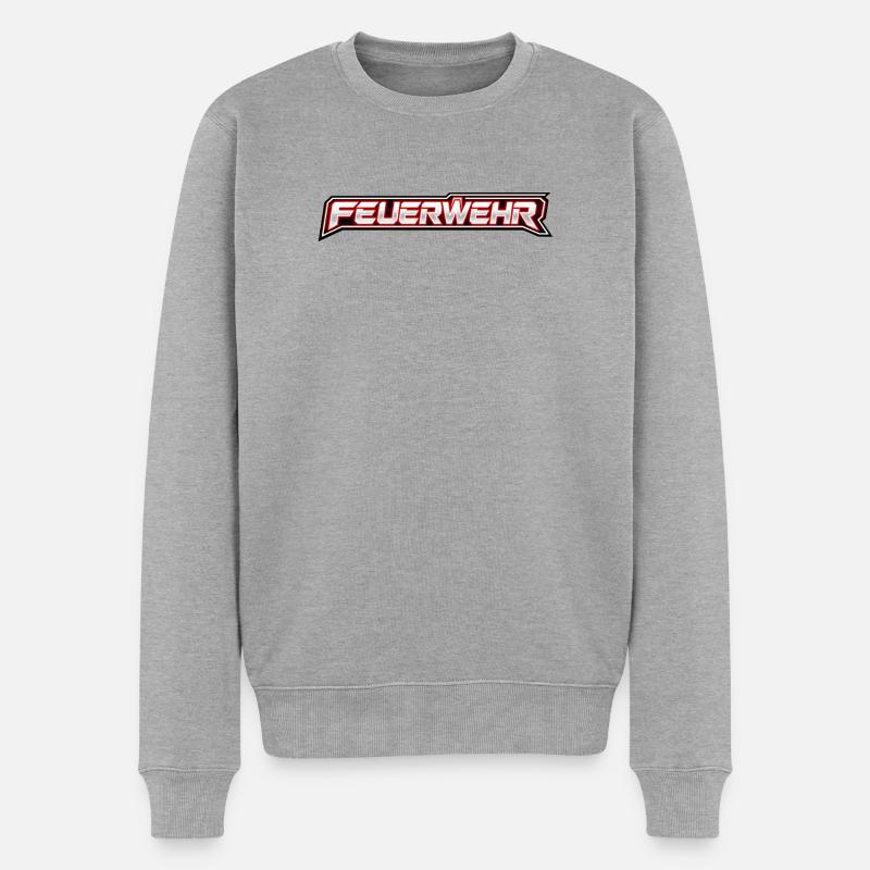 Feuerwehr Neon-Schriftzug - Männer Premium Bio Pullover - Grau meliert