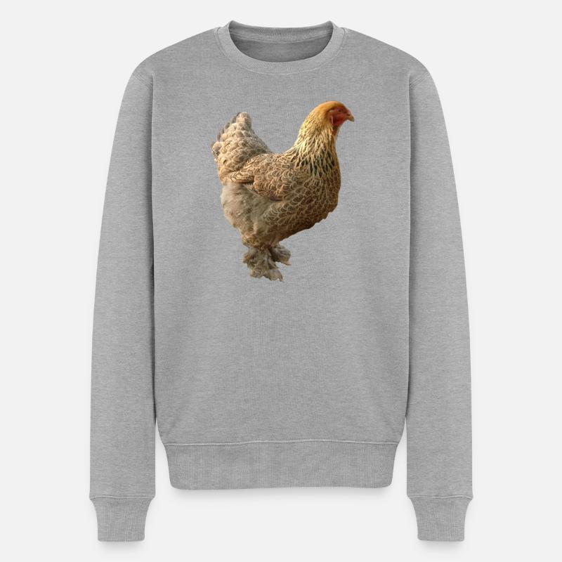 Huhn - Männer Premium Bio Pullover - Grau meliert