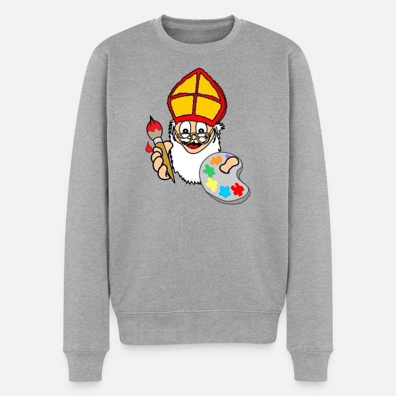 Sinterklaas-Farbe - Männer Premium Bio Pullover - Grau meliert