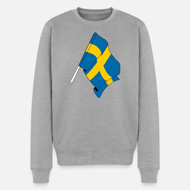 Flagge: Schweden - Männer Premium Bio Pullover - Grau meliert