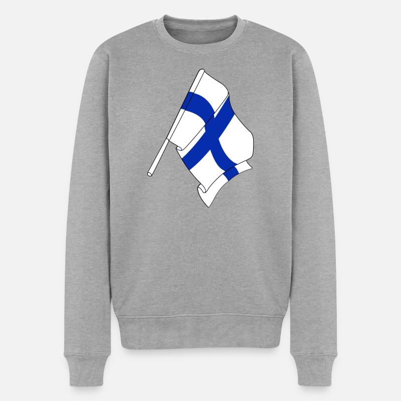 Flagge von Finnland - Männer Premium Bio Pullover - Grau meliert